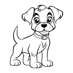 Dog Character Vector, Coloring Book Page with Dog, Coloring page outline of a cute puppy, coloring page with Animal character, activity book