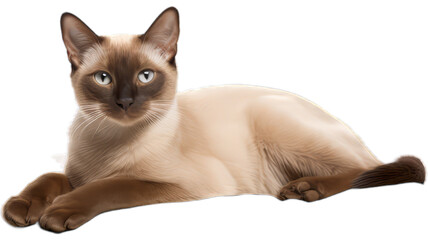 Relaxed Tonkinese Cat Lounging on a Pillow - Transparent Background
