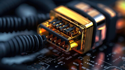 Close-up of type c usb connector cable - obrazy, fototapety, plakaty
