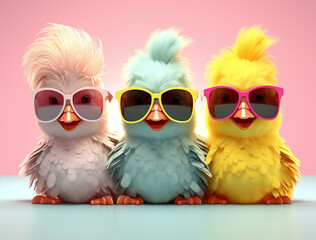 Red bird farming livestock easter chicken background animal beautiful hen poultry retro male sunglasses joke glasses