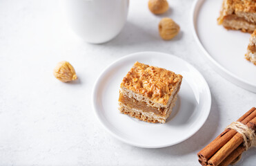 Oatmeal fig bars in a plate