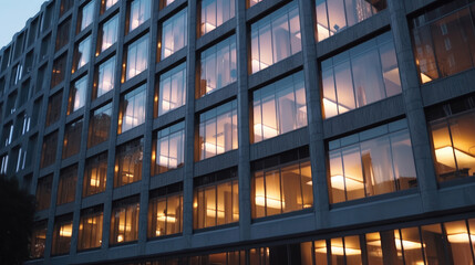 Obraz premium Office building with many window, outside view photo