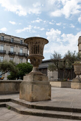 Fototapeta na wymiar Walking in old central part of Montpellier city, France