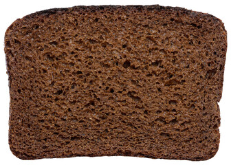 Piece of rye bread on a white isolated background