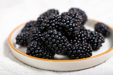 Fresh ripe black bramble blackberries new harvest