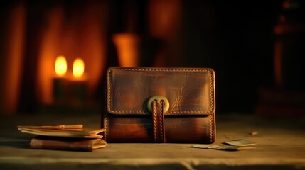 Premium wallet leather on the desk