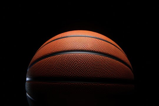 Basketball Closeup, Dramatic Spotlight Lighting on Black Background
