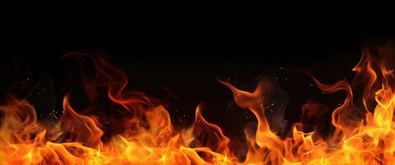 Fototapeta na wymiar Fire flames and sparks on black background. Generative AI
