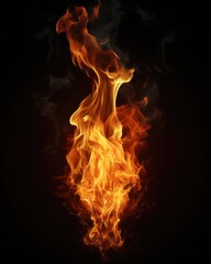Fire flames and sparks on black background. Generative AI