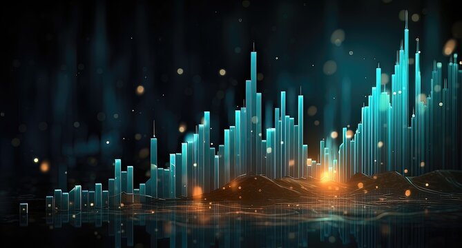 3D rendering of stock market or forex trading graph on digital screen
