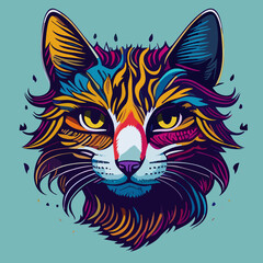 Fototapeta premium Whisker Wonderland: Vibrant and Cute Cat Face