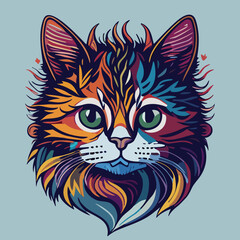 Fototapeta premium Whisker Wonderland: Vibrant and Cute Cat Face