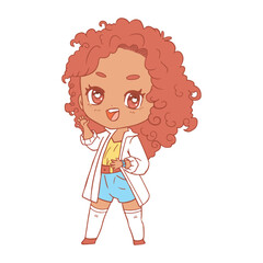 Vector Cartoon Chibi girl Character isolated illustration