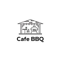 Concept bbq area on the terrace.Vector illustration