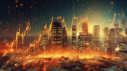 Obraz na płótnie Canvas Glowing charts representing ups and downs. Financial market movement, stock market concept. Market trend. Generative AI