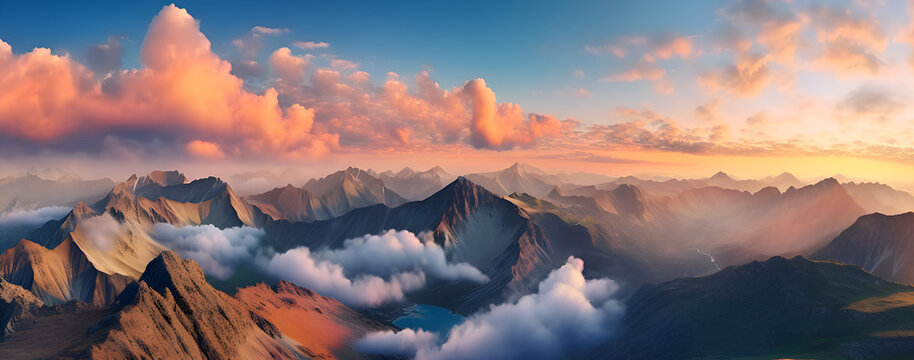 Alpine Panorama at Sunset: Majestic Beauty of the Mountains © Marc