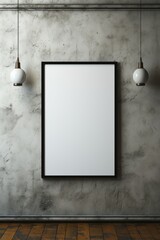 An empty picture frame mock up on a modern wall. Generative AI. 