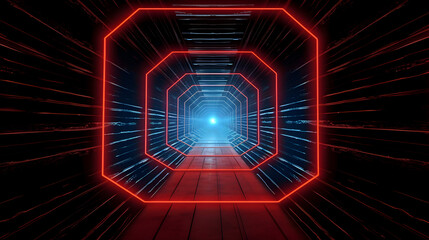 Crimson Laser Tunnel: A Mesmerizing Passage of Light