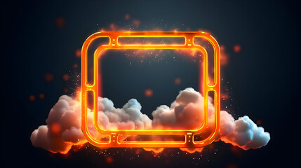 Fiery Square: Red and Orange Background with Surrounding Clouds, generative ai 