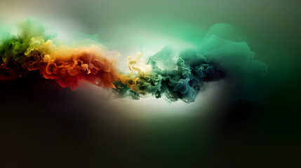 Naklejka premium Enigmatic Underwater Explosions: Mystic Green, Red, and Orange Smoke