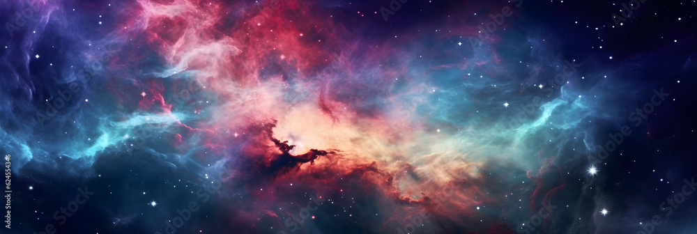 Wall mural space nebula background in colors, generative ai