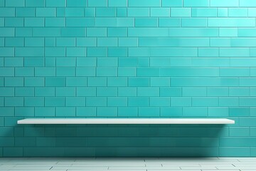 Empty Background wide Blue brick wall texture. Calm white tile square or stone pattern seamless, Mint Green limestone abstract toilet/ Grid uneven interior clean. Bathroom& Subway design backdrop