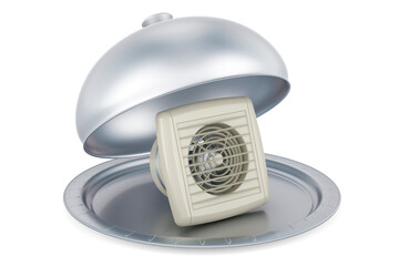 Naklejka premium Restaurant cloche with extractor fan for bathroom or kitchen. 3D rendering