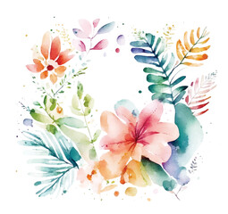Wildflower frame border watercolor style vector
