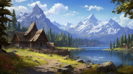 Fototapeta premium Role Playing Game Landscape with secret unknown places Artwork