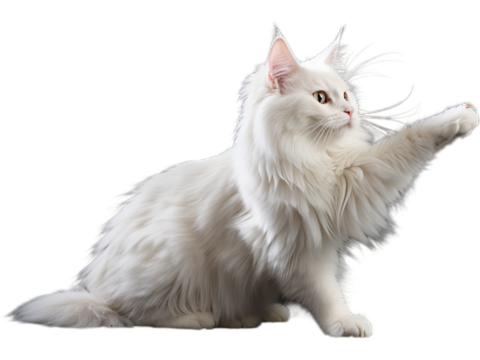 Playful Turkish Angora Cat - Transparent Background