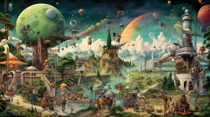 Abstract psychedelic art from a unreal world in another dimension at Universum, generative ai, ki, generative
