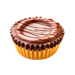 a peanut-butter cup of Milk Chocolate in a Food-themed, photorealistic illustration in a PNG format, cutout, and isolated. generative AI