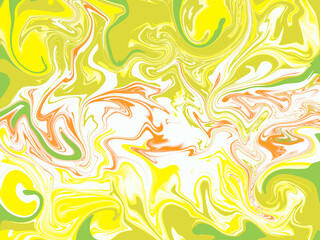 Colorful abstract background or wallpaper like marble pattern.  The main colors are orange, yellow and green.
