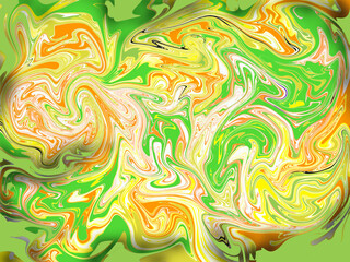 Colorful abstract background or wallpaper like marble pattern.  The main colors are green, yellow and white.