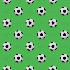 Bright Sport Pattern With Football. Green And White Vector Illustration In Flat Style
