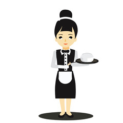 Vector of a Female Waitress, Simple Vector Graphic for Hospitality Designs