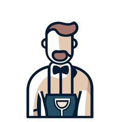 Vector of a Male Waiter Waitress, Professional Waiter Waitress Graphic for Restaurant and Service