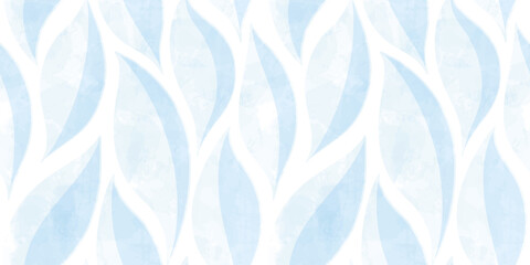 Watercolor leafs seamless pattern. Vector leave tie dye print. Blue transparent brush stain texture.