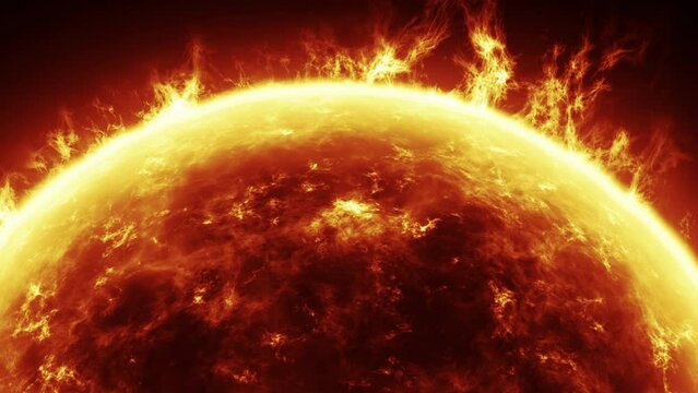 Sun star surface with flares close up