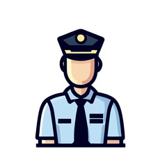 Vector of a Male Police Officer, Strong Police Officer Illustration for Law Enforcement Themes