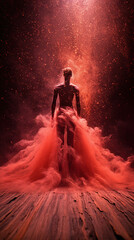 Fototapeta premium adorable ballet dancer, full body, light painting, fantasy. AI generated image.