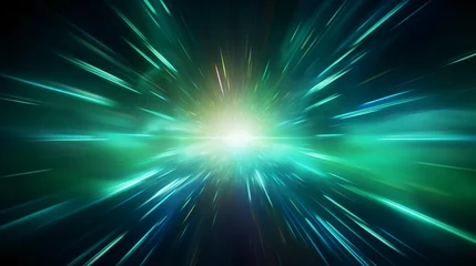 Gardinen abstract futuristic background portal tunnel with pink blue and green glowing neon moving high speed wave lines and flare lights. Data transfer concept Science style wallpaper  © Jasper W