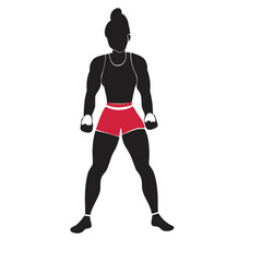 Fototapeta na wymiar Vector of a Female Boxer, Simple Vector Illustration for Boxing and Martial Arts Designs