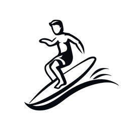 Vector of a Male Surfer, Energetic Surfer Graphic for Surfing and Beach Themes