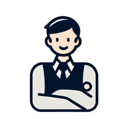 Vector of a Male Manager, Confident Male Manager Illustration for Leadership Themes