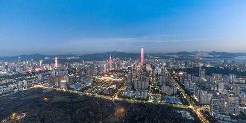Fototapeta na wymiar Shenzhen Futian CBD Central Axis City Skyline Aerial Photography Scenery