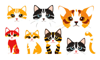 Fototapeta na wymiar set of funny cartoon cats