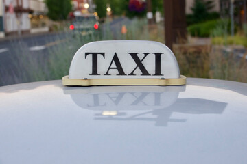 closeup of the taxicab roof top sign