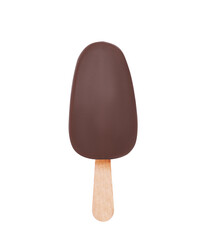 Delicious glazed ice cream bar isolated on white, top view