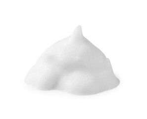 Foam on white background. Face cleanser, skin care cosmetic
